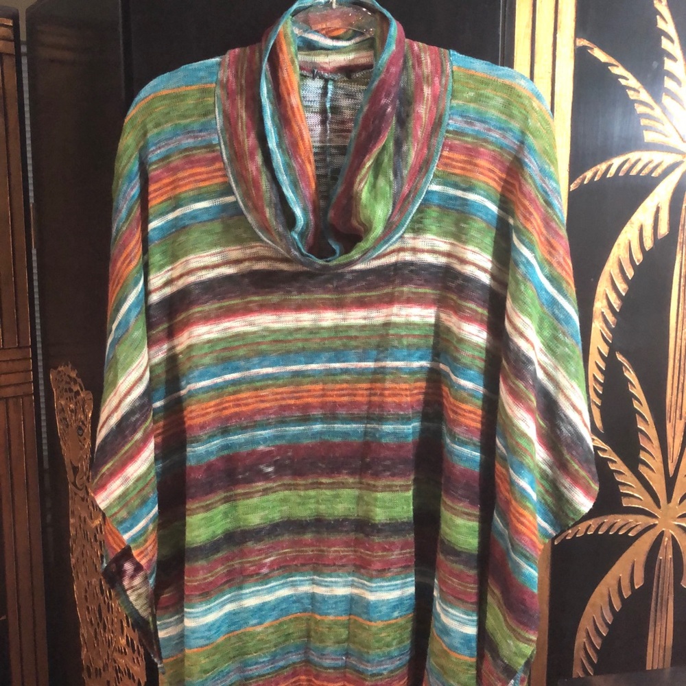 Multicolored Poncho Sweater- Size OS
